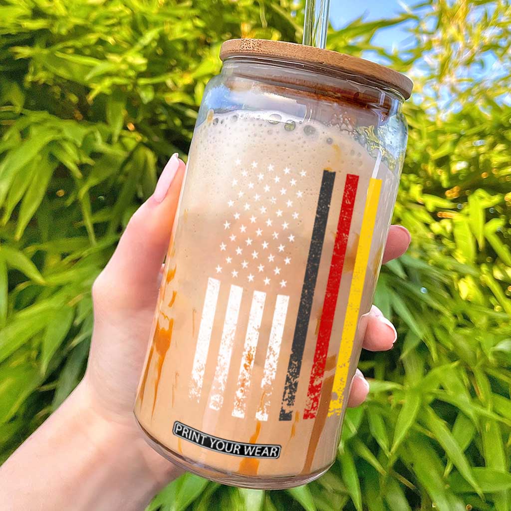 Patriotic Vintage German American Flag Glass Can Germany Heritage Pride TS11 Black Print Your Wear