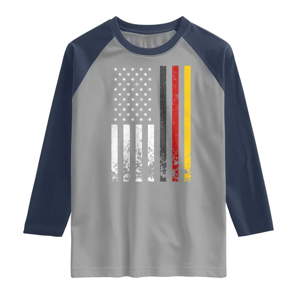 Patriotic Vintage German American Flag Raglan Shirt Germany Heritage Pride TS11 Sport Gray Navy Print Your Wear