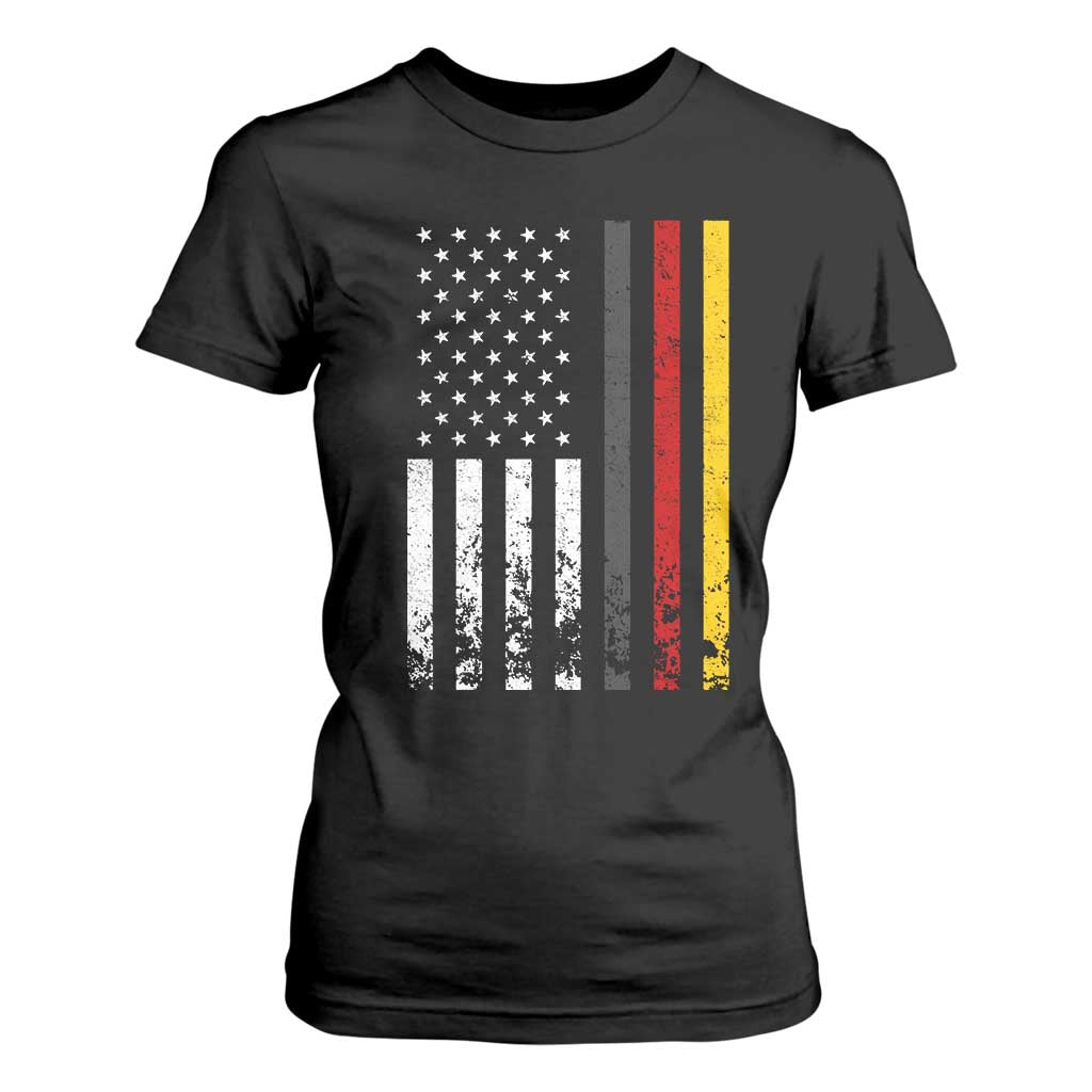 Patriotic Vintage German American Flag T Shirt For Women Germany Heritage Pride TS11 Black Print Your Wear