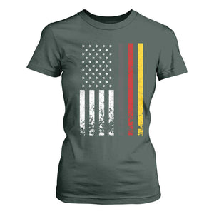 Patriotic Vintage German American Flag T Shirt For Women Germany Heritage Pride TS11 Dark Forest Green Print Your Wear