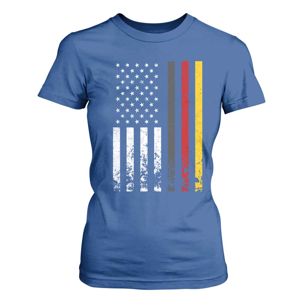 Patriotic Vintage German American Flag T Shirt For Women Germany Heritage Pride TS11 Royal Blue Print Your Wear