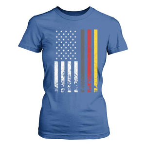 Patriotic Vintage German American Flag T Shirt For Women Germany Heritage Pride TS11 Royal Blue Print Your Wear