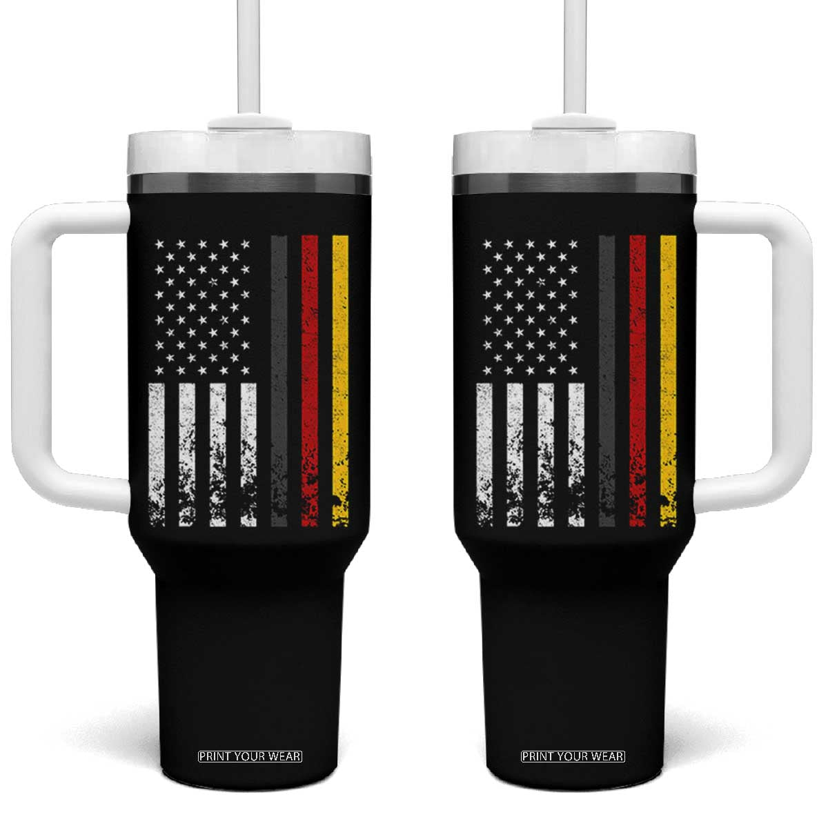 Patriotic Vintage German American Flag Tumbler With Handle Germany Heritage Pride TS11 One Size: 40 oz Black Print Your Wear