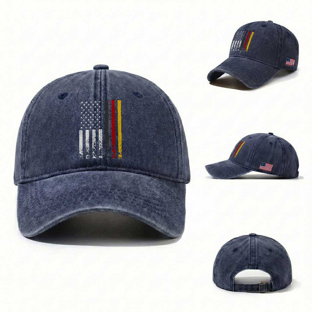 Patriotic Vintage German American Flag Washed Cotton Baseball Cap Germany Heritage Pride TS11 Washed Cap Universal Fit Navy Print Your Wear