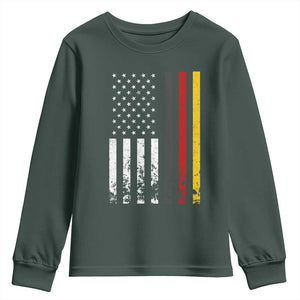 Patriotic Vintage German American Flag Youth Sweatshirt Germany Heritage Pride TS11 Dark Forest Green Print Your Wear