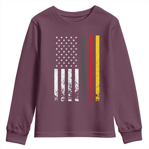 Patriotic Vintage German American Flag Youth Sweatshirt Germany Heritage Pride TS11 Maroon Print Your Wear