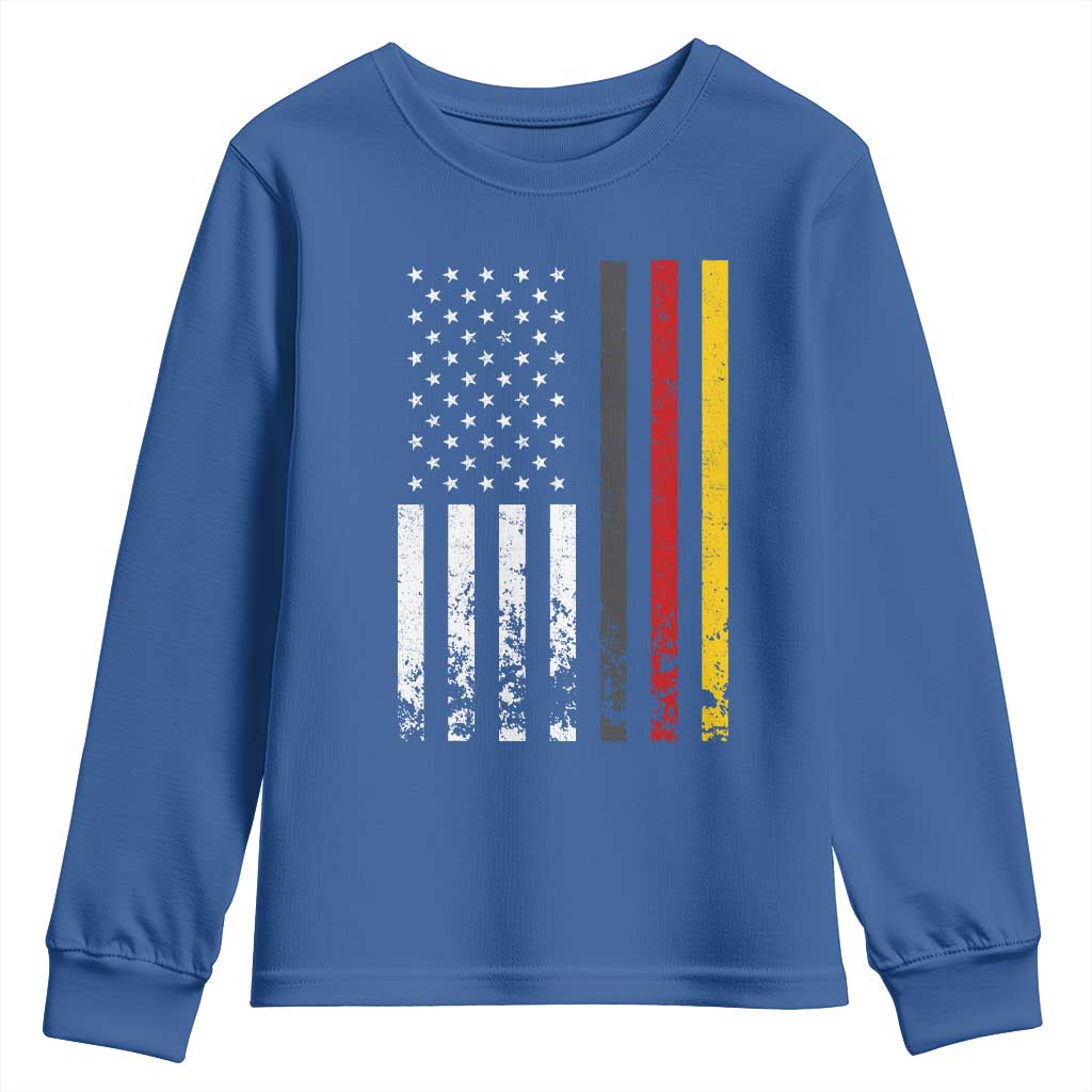 Patriotic Vintage German American Flag Youth Sweatshirt Germany Heritage Pride TS11 Royal Blue Print Your Wear