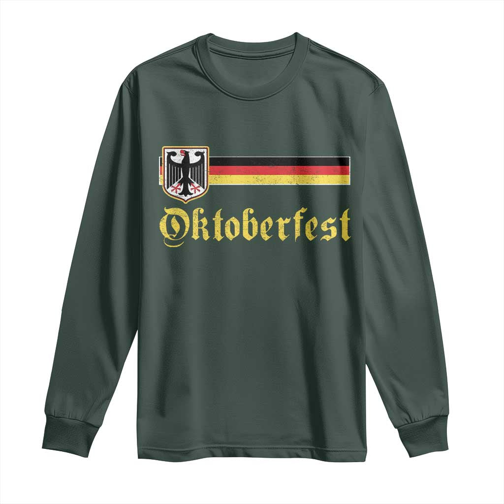 Oktoberfest German Drinking Festival Long Sleeve Shirt Bundesadler Coat of Arms TS11 Dark Forest Green Print Your Wear
