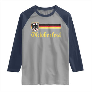 Oktoberfest German Drinking Festival Raglan Shirt Bundesadler Coat of Arms TS11 Sport Gray Navy Print Your Wear