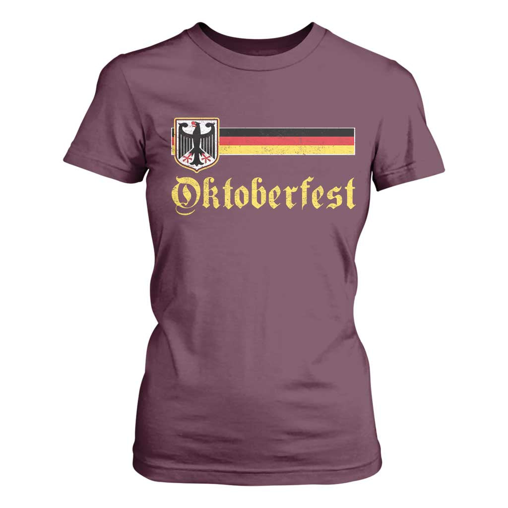 Oktoberfest German Drinking Festival T Shirt For Women Bundesadler Coat of Arms TS11 Maroon Print Your Wear