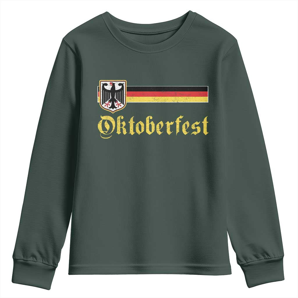 Oktoberfest German Drinking Festival Youth Sweatshirt Bundesadler Coat of Arms TS11 Dark Forest Green Print Your Wear