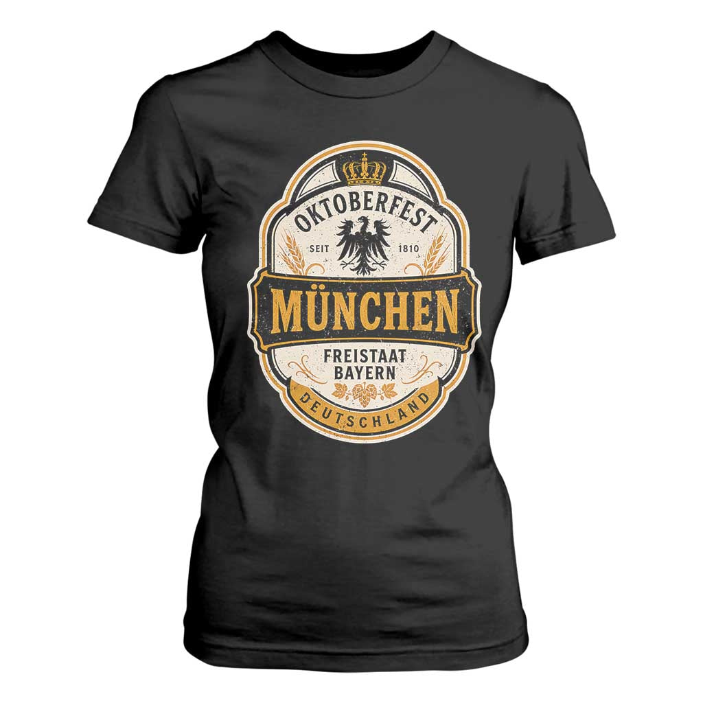 Oktoberfest Munchen Deutschland German Beer Festival T Shirt For Women Freistaat Bayern Heraldic Eagle