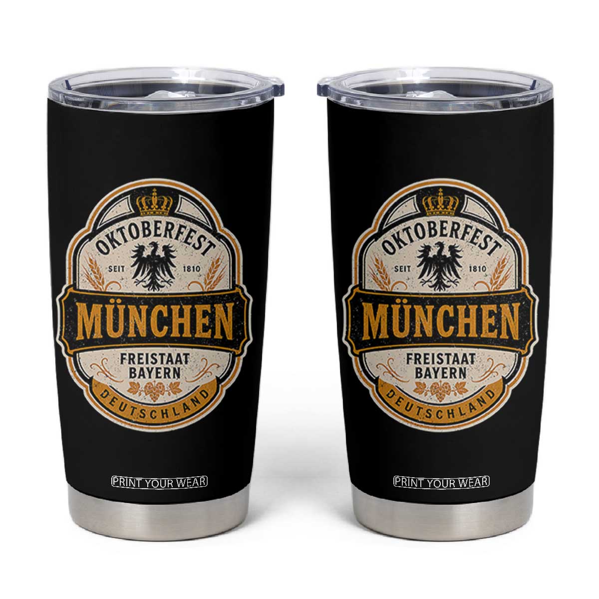 Oktoberfest Munchen Deutschland German Beer Festival Tumbler Cup Freistaat Bayern Heraldic Eagle