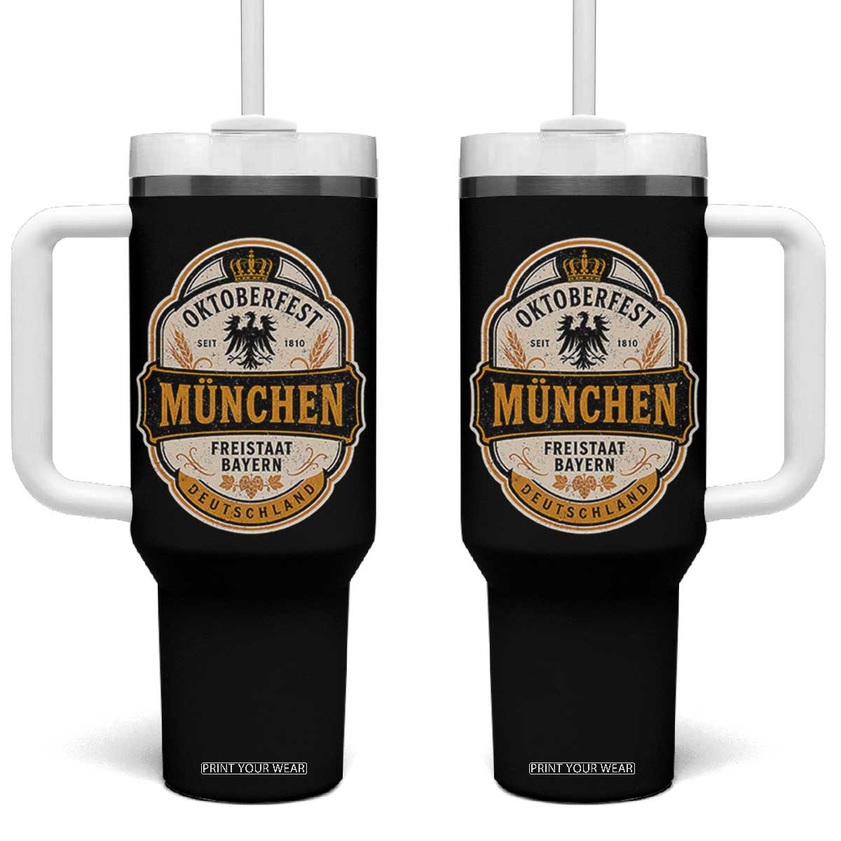 Oktoberfest Munchen Deutschland German Beer Festival Tumbler With Handle Freistaat Bayern Heraldic Eagle