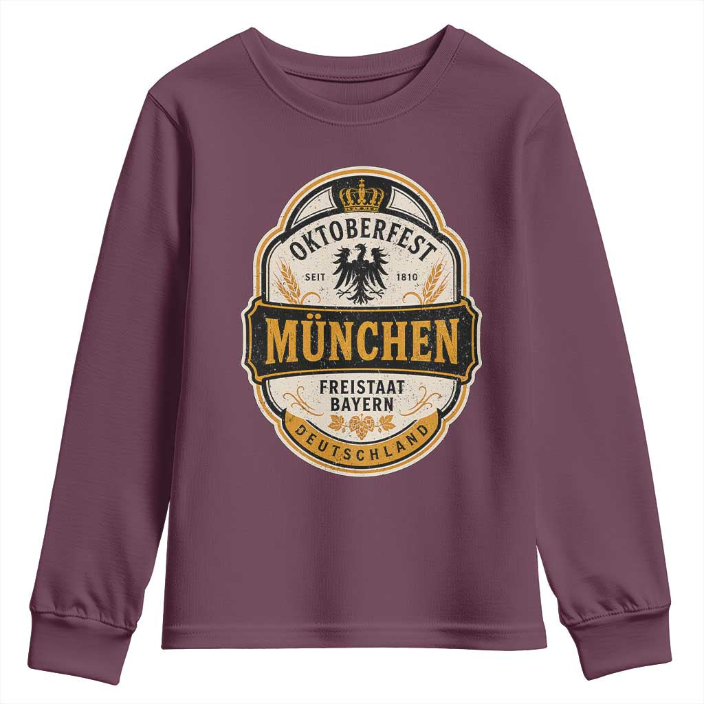 Oktoberfest Munchen Deutschland German Beer Festival Youth Sweatshirt Freistaat Bayern Heraldic Eagle