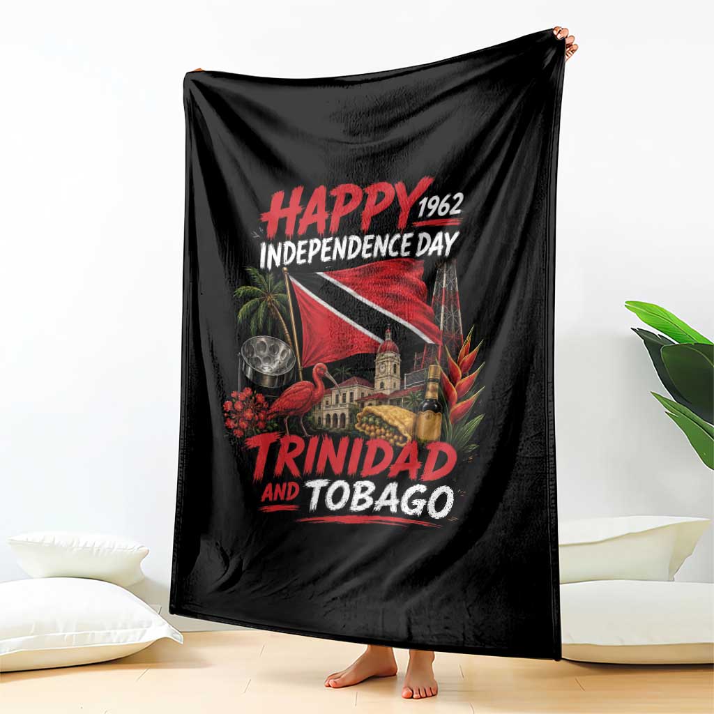 Trinidad And Tobago Independence Day Throw Blanket Trinidadian Heritage Steelpan Scarlet Ibis