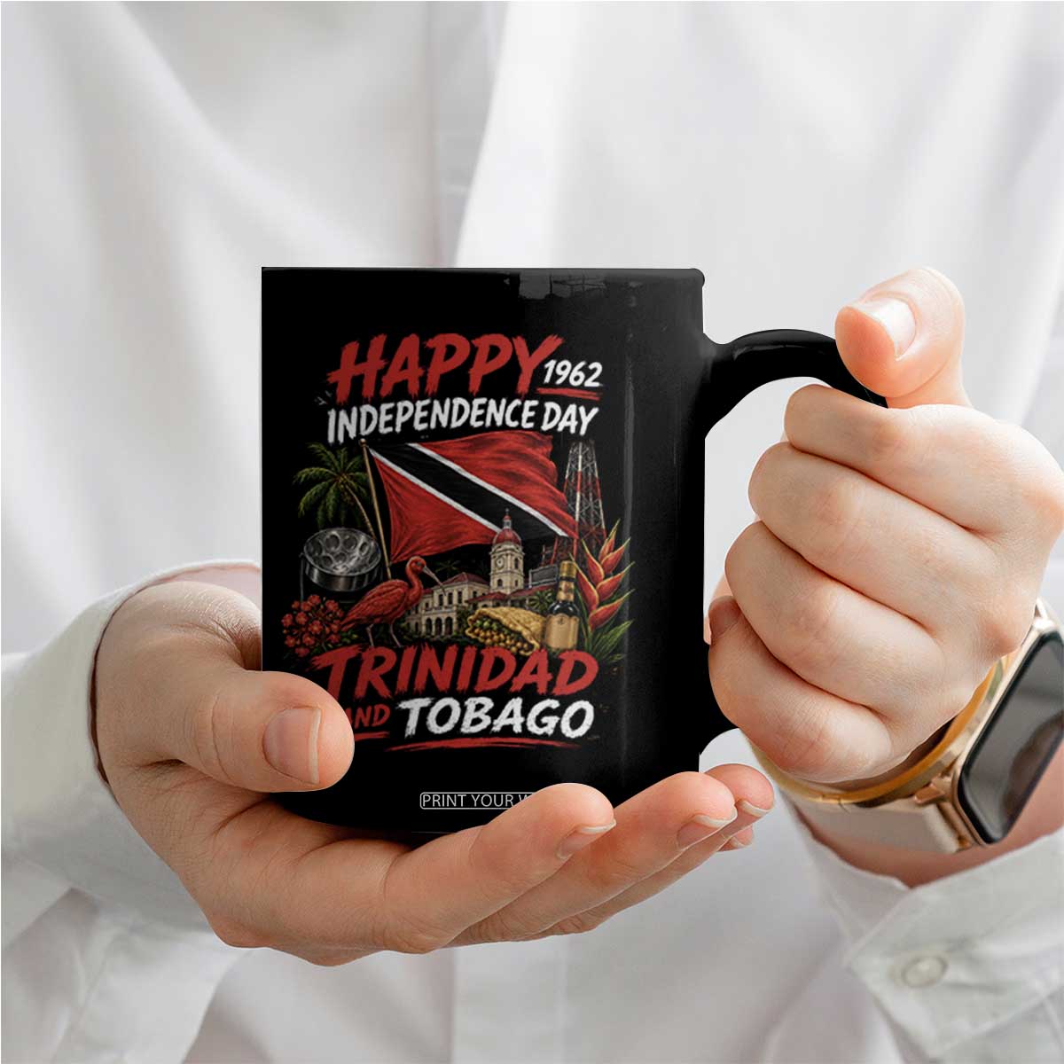 Trinidad And Tobago Independence Day Coffee Mug Trinidadian Heritage Steelpan Scarlet Ibis