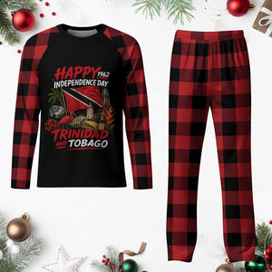 Trinidad And Tobago Independence Day Plaid Pajama Set Trinidadian Heritage Steelpan Scarlet Ibis