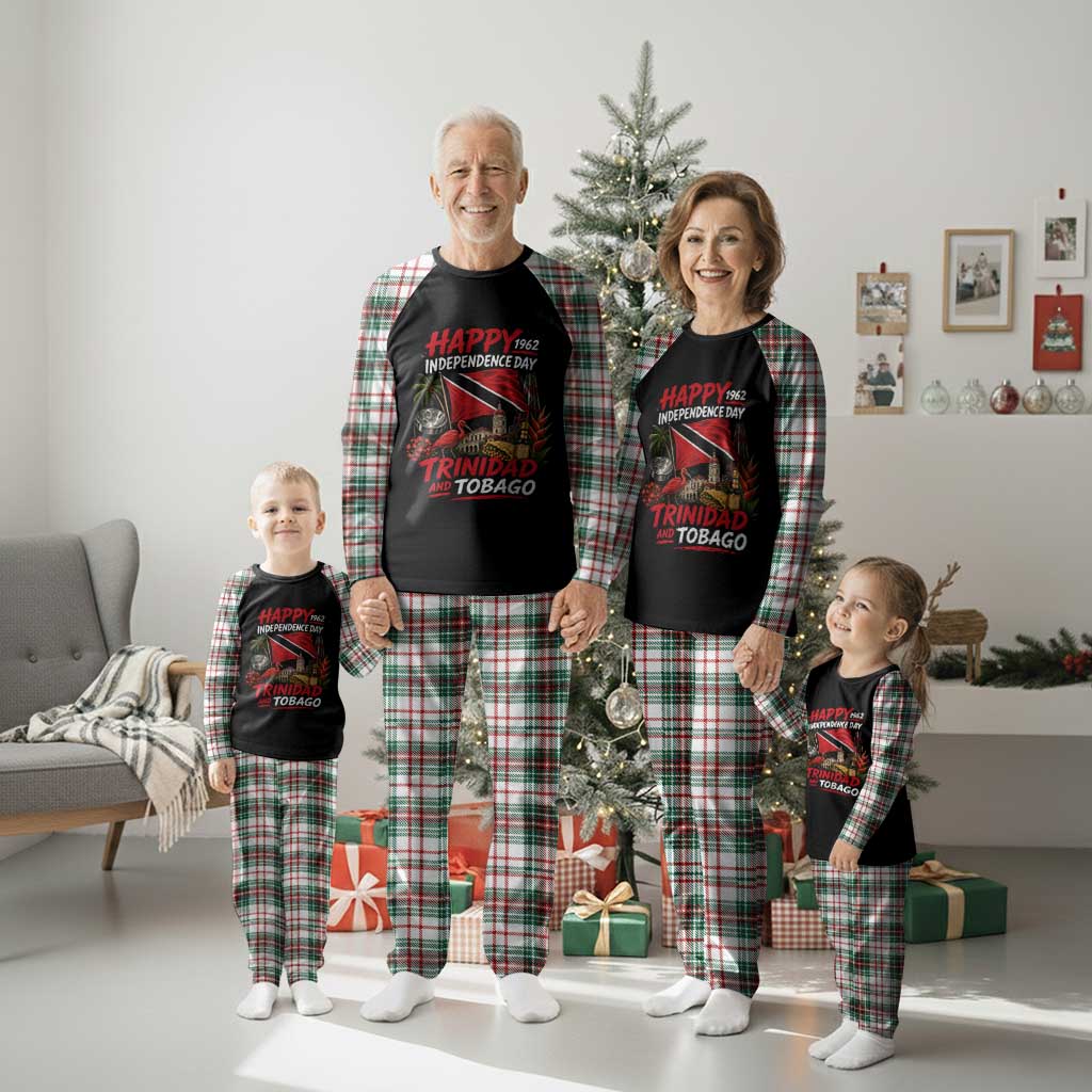 Trinidad And Tobago Independence Day Plaid Pajama Set Trinidadian Heritage Steelpan Scarlet Ibis