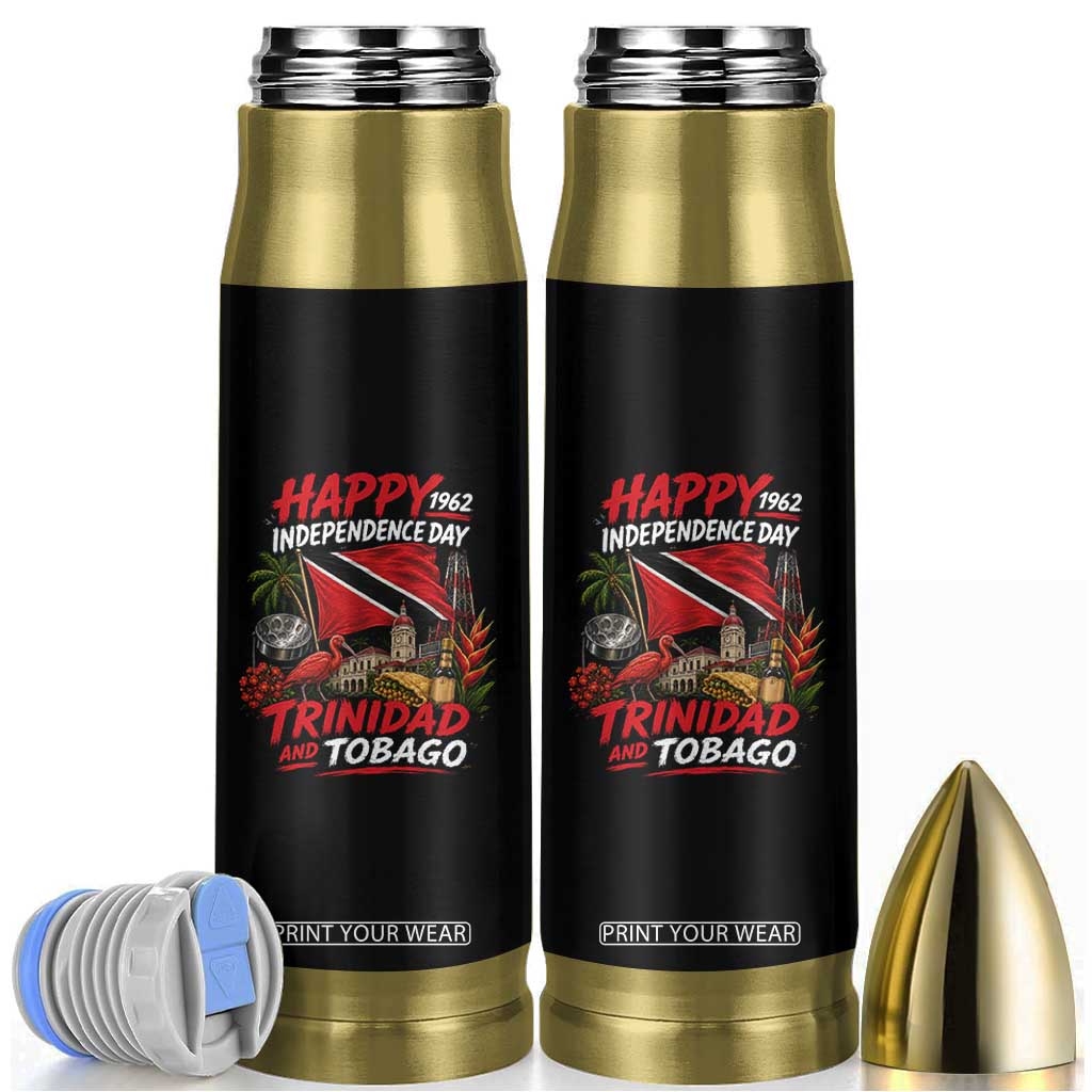 Trinidad And Tobago Independence Day Bullet Tumbler Trinidadian Heritage Steelpan Scarlet Ibis