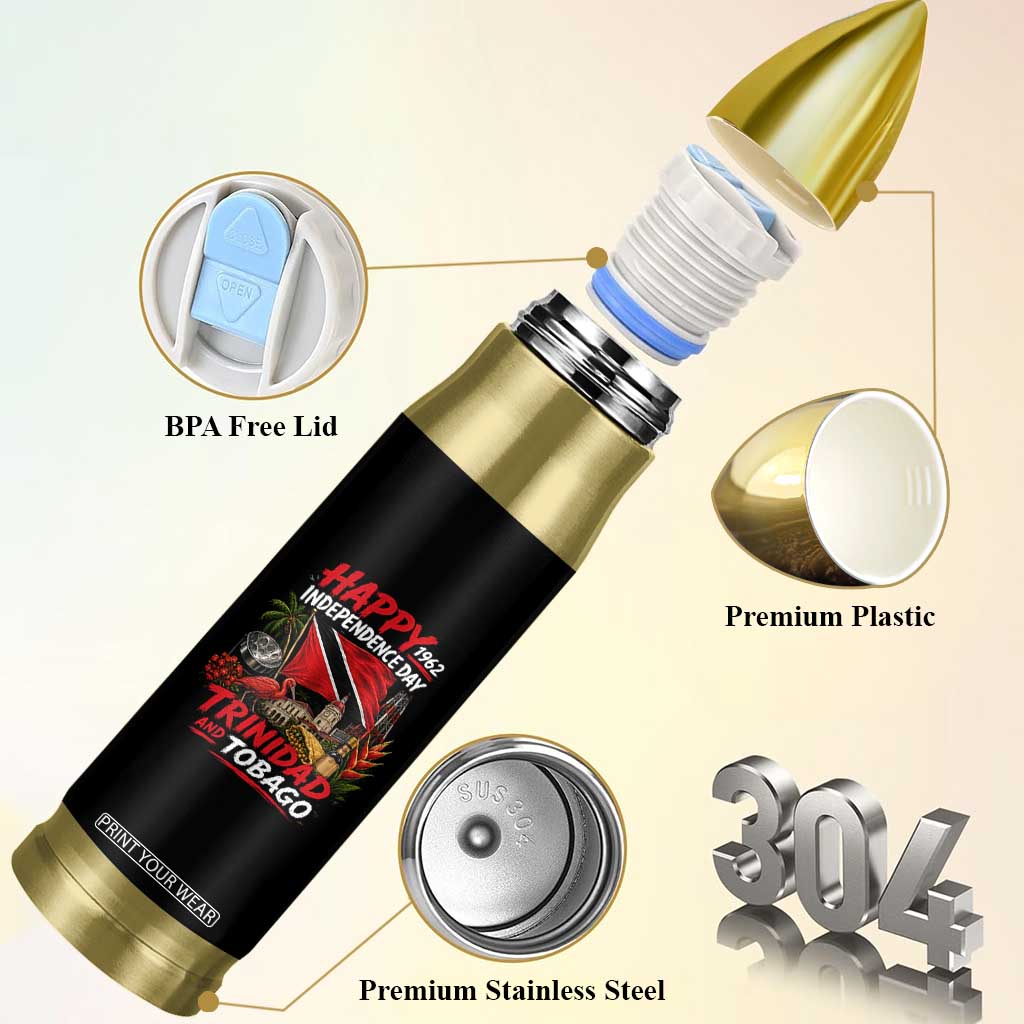 Trinidad And Tobago Independence Day Bullet Tumbler Trinidadian Heritage Steelpan Scarlet Ibis