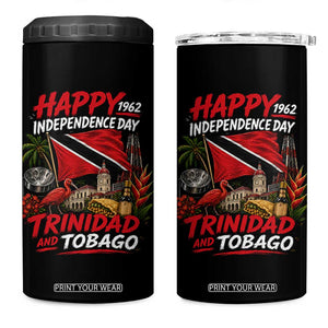 Trinidad And Tobago Independence Day 4 in 1 Can Cooler Tumbler Trinidadian Heritage Steelpan Scarlet Ibis