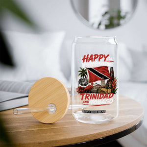 Trinidad And Tobago Independence Day Glass Can Trinidadian Heritage Steelpan Scarlet Ibis