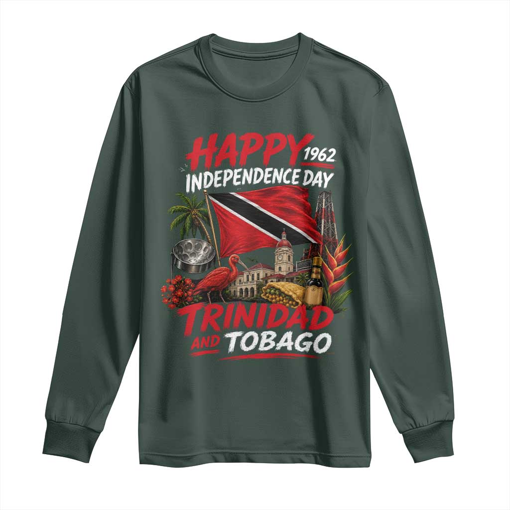 Trinidad And Tobago Independence Day Long Sleeve Shirt Trinidadian Heritage Steelpan Scarlet Ibis