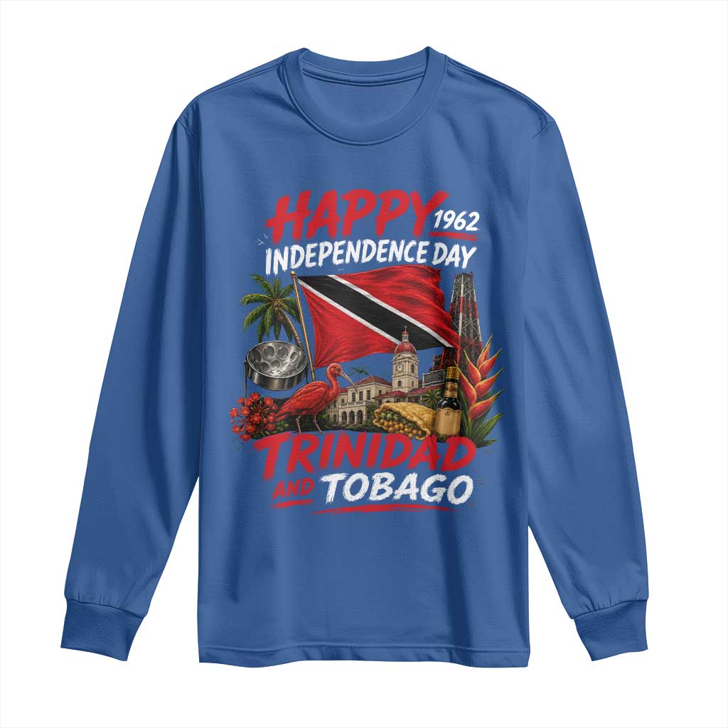 Trinidad And Tobago Independence Day Long Sleeve Shirt Trinidadian Heritage Steelpan Scarlet Ibis