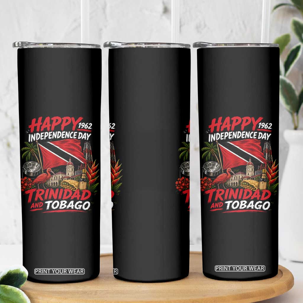 Trinidad And Tobago Independence Day Skinny Tumbler Trinidadian Heritage Steelpan Scarlet Ibis