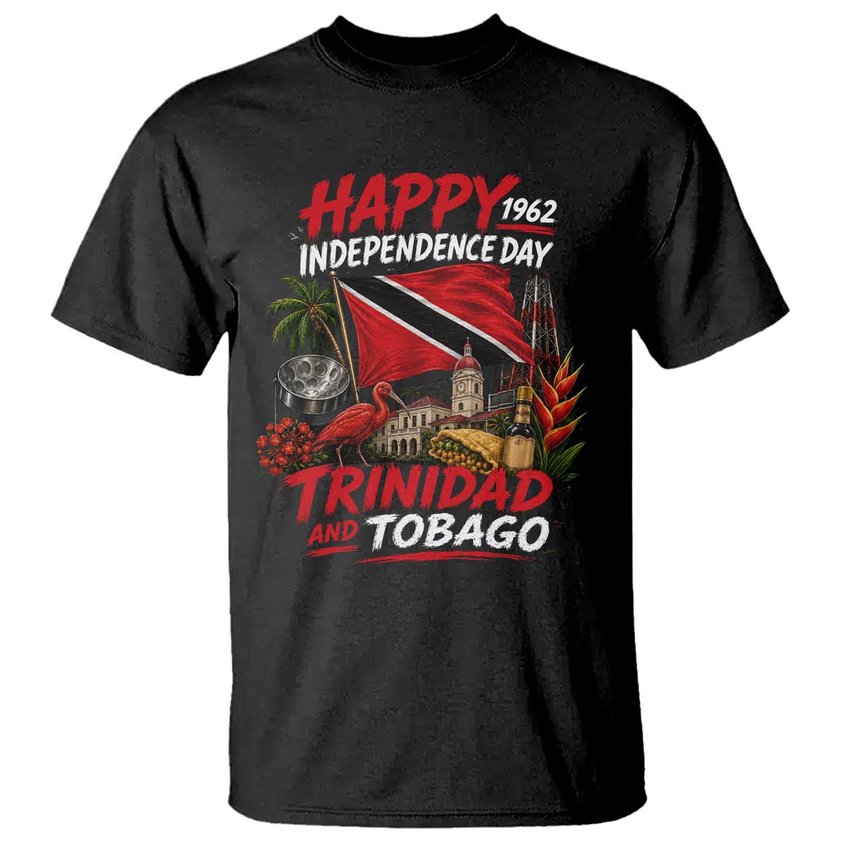 Trinidad And Tobago Independence Day T Shirt Trinidadian Heritage Steelpan Scarlet Ibis TS11 Black Print Your Wear