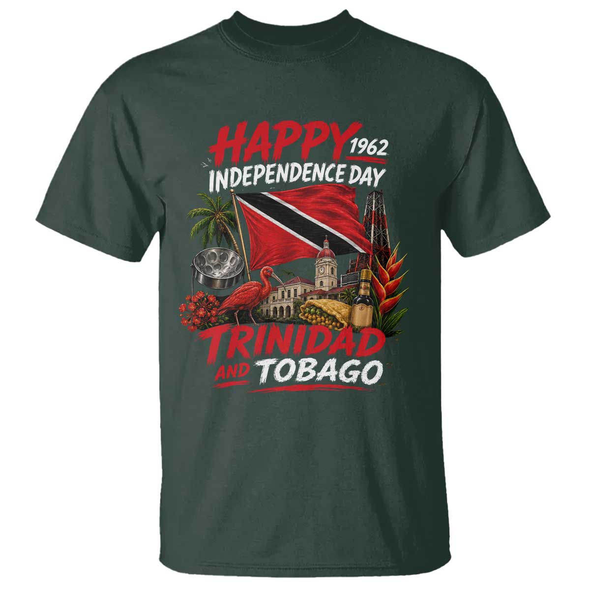 Trinidad And Tobago Independence Day T Shirt Trinidadian Heritage Steelpan Scarlet Ibis