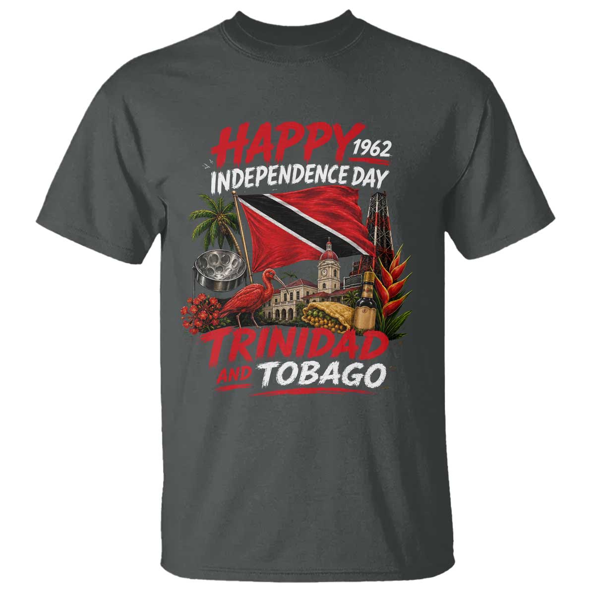 Trinidad And Tobago Independence Day T Shirt Trinidadian Heritage Steelpan Scarlet Ibis