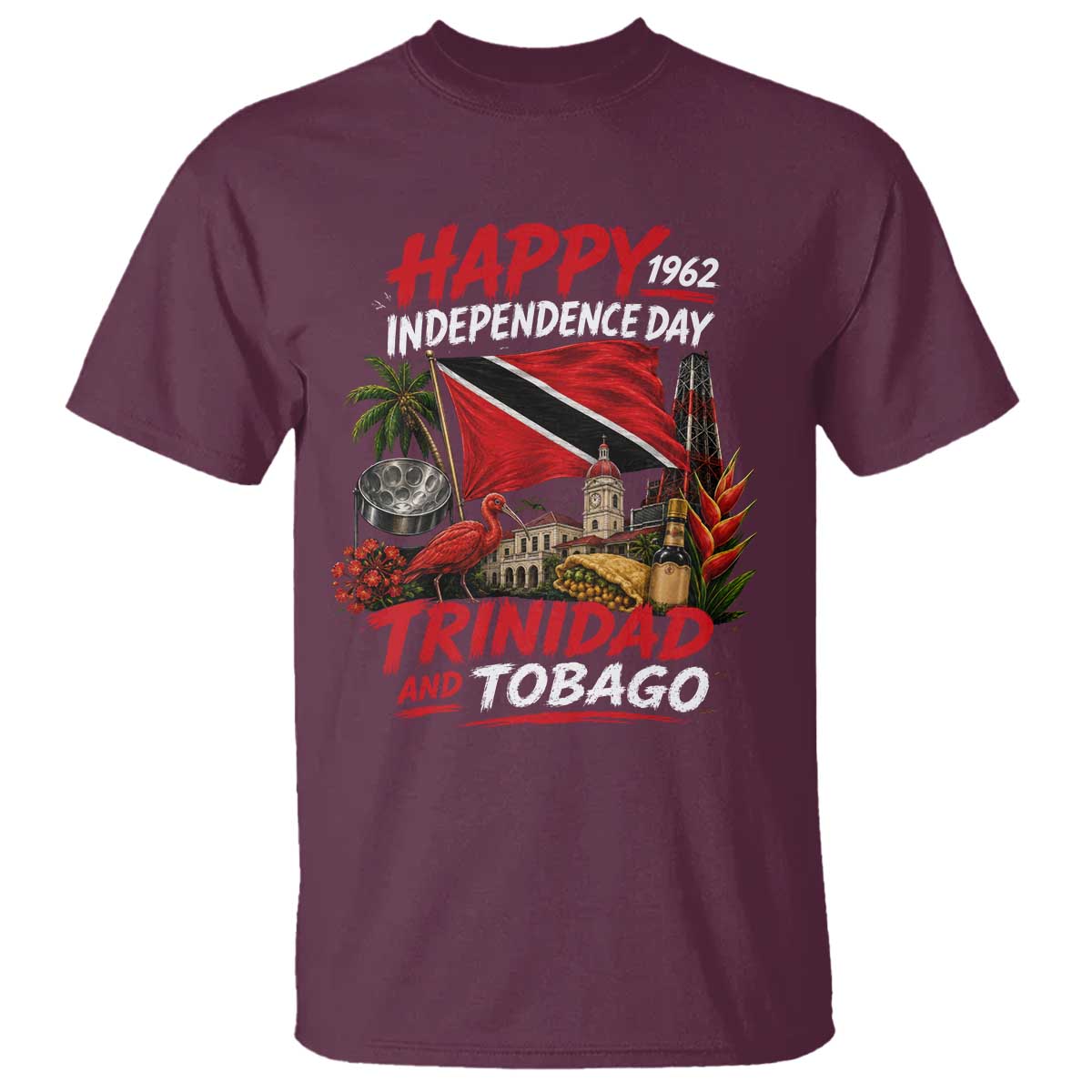 Trinidad And Tobago Independence Day T Shirt Trinidadian Heritage Steelpan Scarlet Ibis