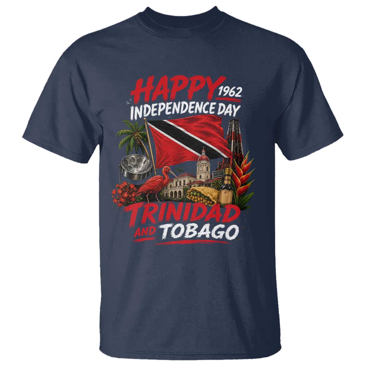 Trinidad And Tobago Independence Day T Shirt Trinidadian Heritage Steelpan Scarlet Ibis