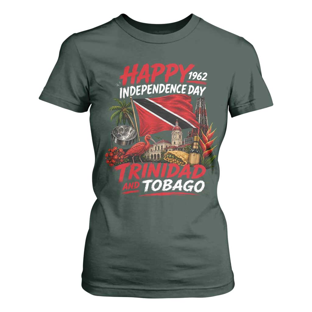 Trinidad And Tobago Independence Day T Shirt For Women Trinidadian Heritage Steelpan Scarlet Ibis