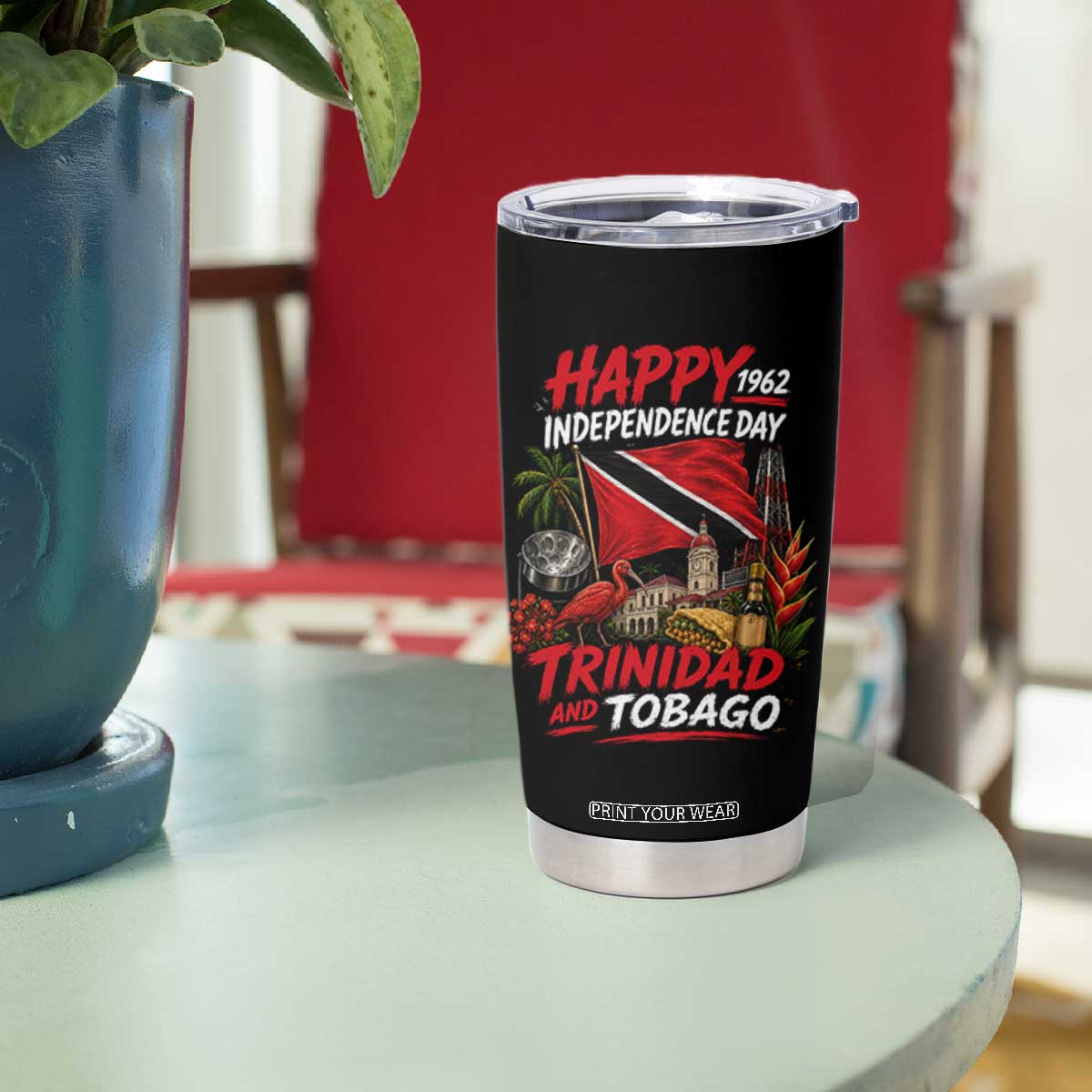 Trinidad And Tobago Independence Day Tumbler Cup Trinidadian Heritage Steelpan Scarlet Ibis