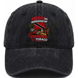 Trinidad And Tobago Independence Day Washed Cotton Baseball Cap Trinidadian Heritage Steelpan Scarlet Ibis