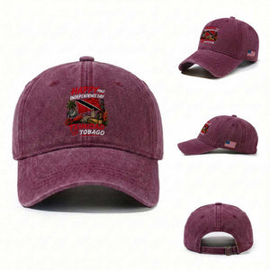 Trinidad And Tobago Independence Day Washed Cotton Baseball Cap Trinidadian Heritage Steelpan Scarlet Ibis