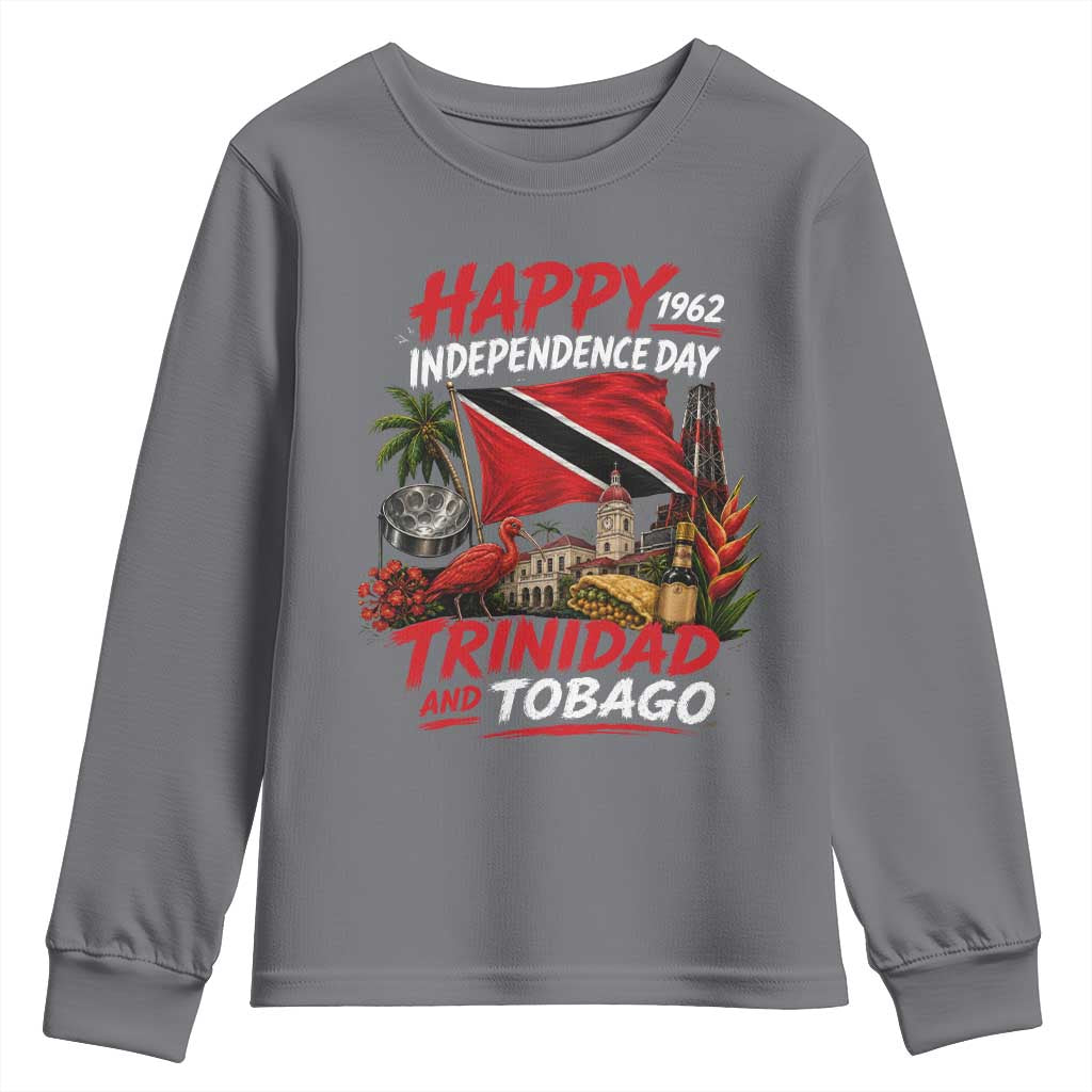 Trinidad And Tobago Independence Day Youth Sweatshirt Trinidadian Heritage Steelpan Scarlet Ibis