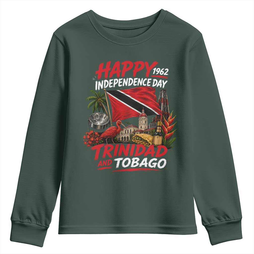 Trinidad And Tobago Independence Day Youth Sweatshirt Trinidadian Heritage Steelpan Scarlet Ibis