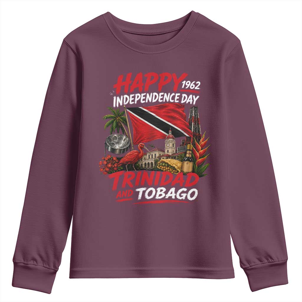 Trinidad And Tobago Independence Day Youth Sweatshirt Trinidadian Heritage Steelpan Scarlet Ibis