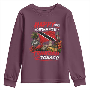 Trinidad And Tobago Independence Day Youth Sweatshirt Trinidadian Heritage Steelpan Scarlet Ibis