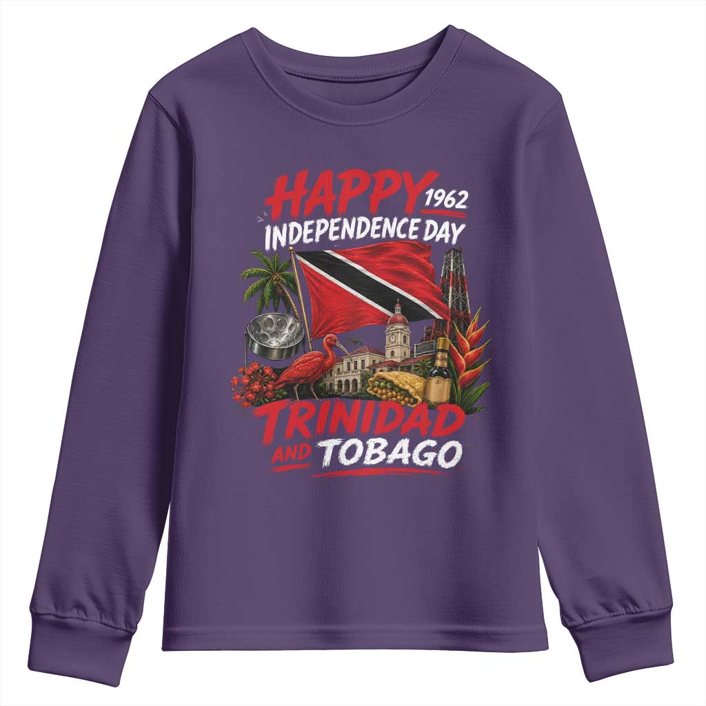 Trinidad And Tobago Independence Day Youth Sweatshirt Trinidadian Heritage Steelpan Scarlet Ibis