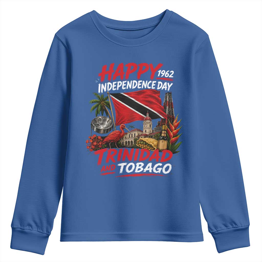 Trinidad And Tobago Independence Day Youth Sweatshirt Trinidadian Heritage Steelpan Scarlet Ibis