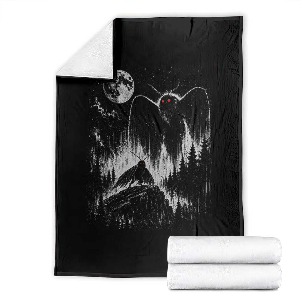 Mothman Howling at Moon 90s Retro Throw Blanket Funny West Virginia Cryptid TS11 Black Print Your Wear