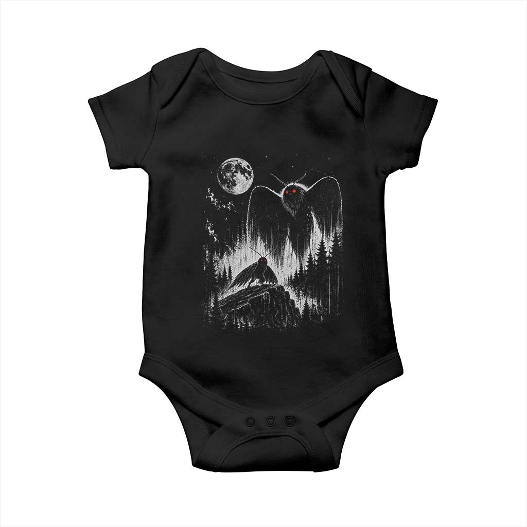 Mothman Howling at Moon 90s Retro Baby Onesie Funny West Virginia Cryptid TS11 Black Print Your Wear