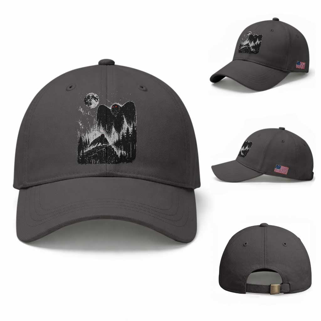 Mothman Howling at Moon 90s Retro Baseball Cap Funny West Virginia Cryptid