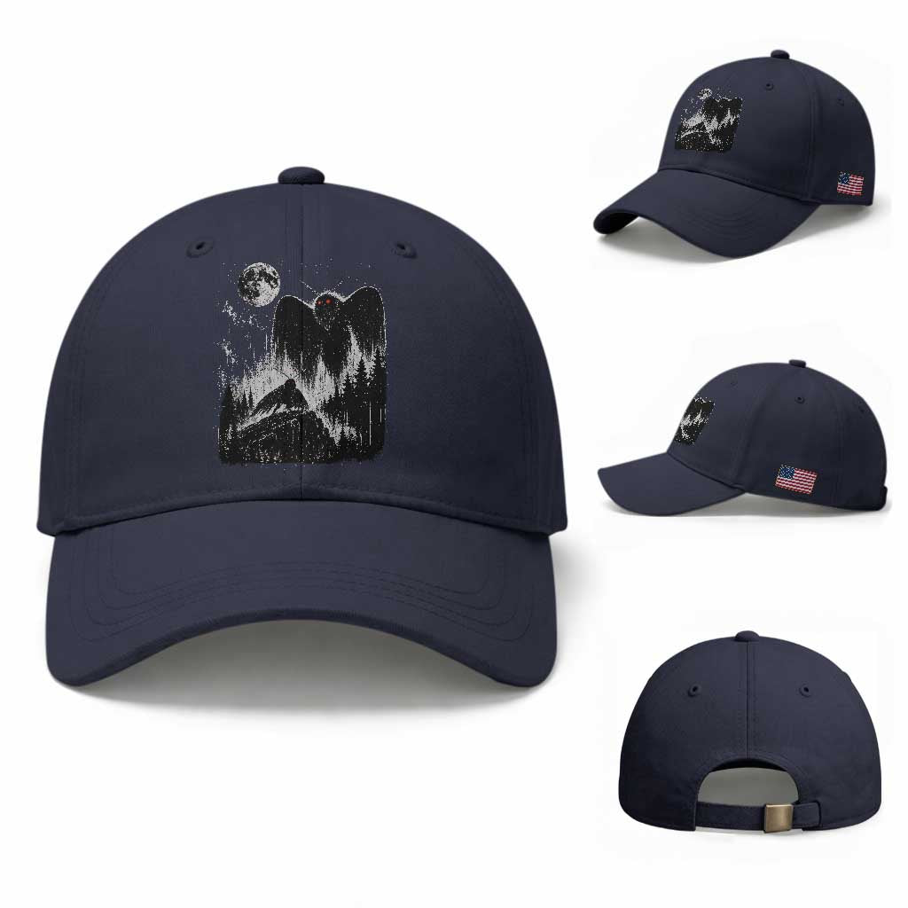 Mothman Howling at Moon 90s Retro Baseball Cap Funny West Virginia Cryptid