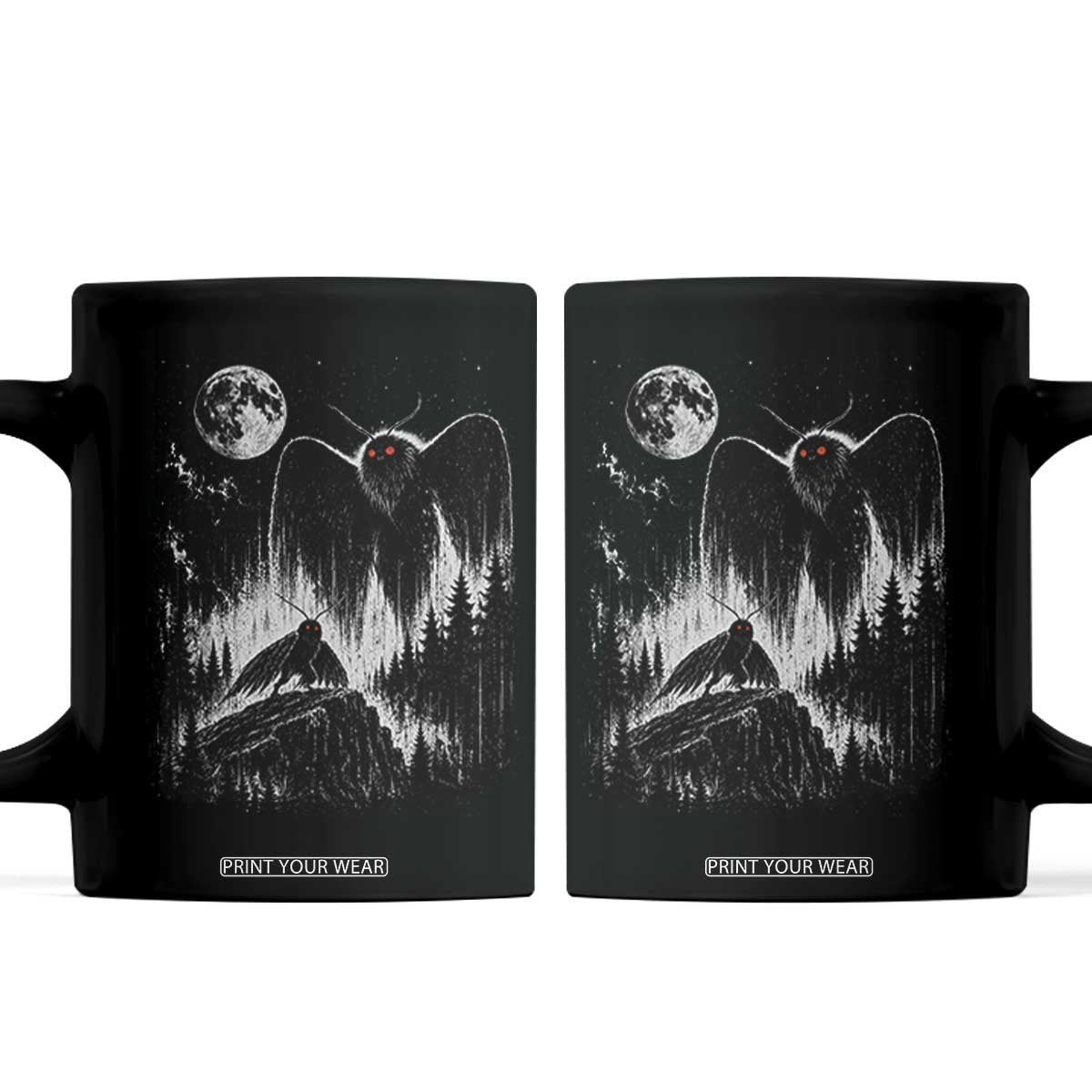 Mothman Howling at Moon 90s Retro Coffee Mug Funny West Virginia Cryptid